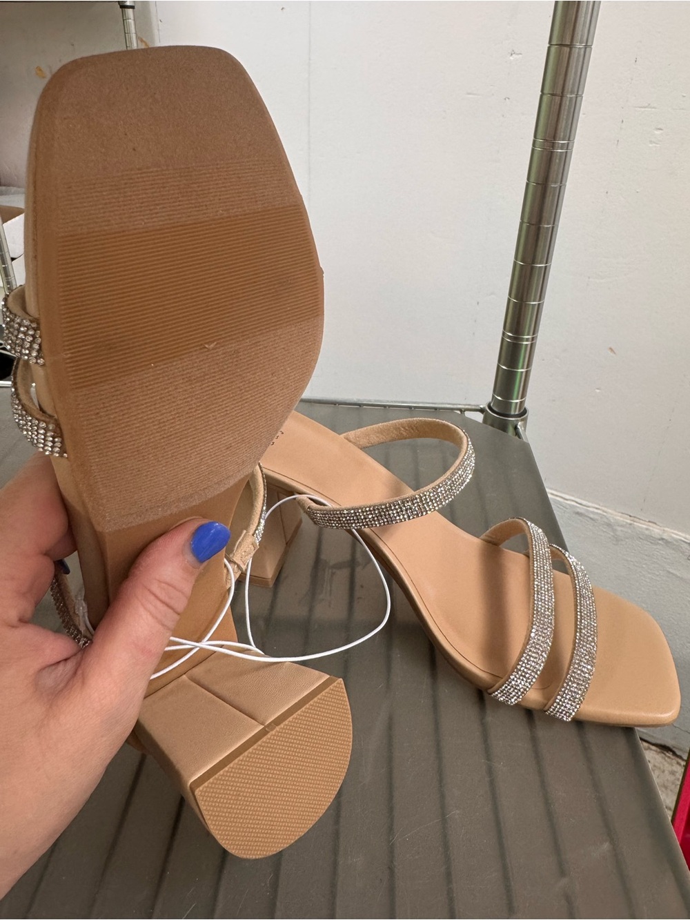 a new day Tan Rhinestone Triple Strap Block Heel Sandals - Picture 3 of 4